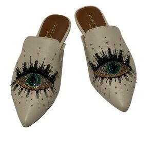 Kurt Geiger Cream and Brown Embellished Slip-On